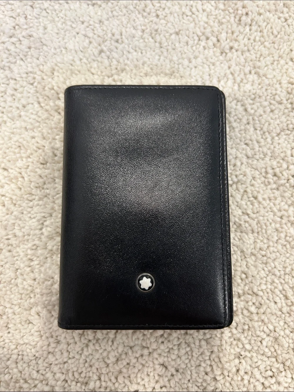 Montblanc Black Leather Travel Wallet with White Star Emblem